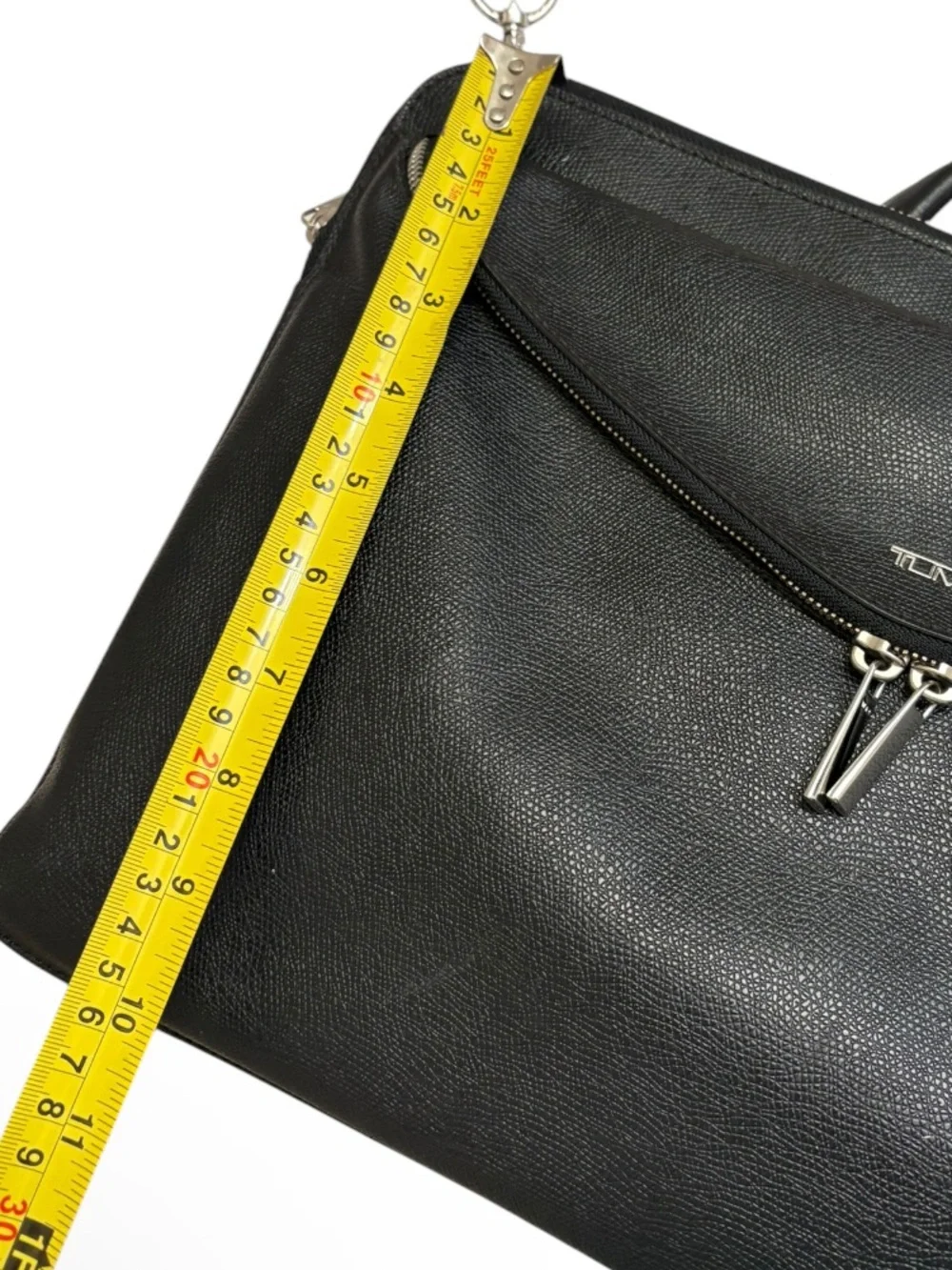 TUMI black grained leather laptop crossbody bag